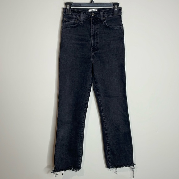 AGOLDE | Black Wash Pinch Waist Raw Hem Jeans Size 25 - Picture 1 of 8